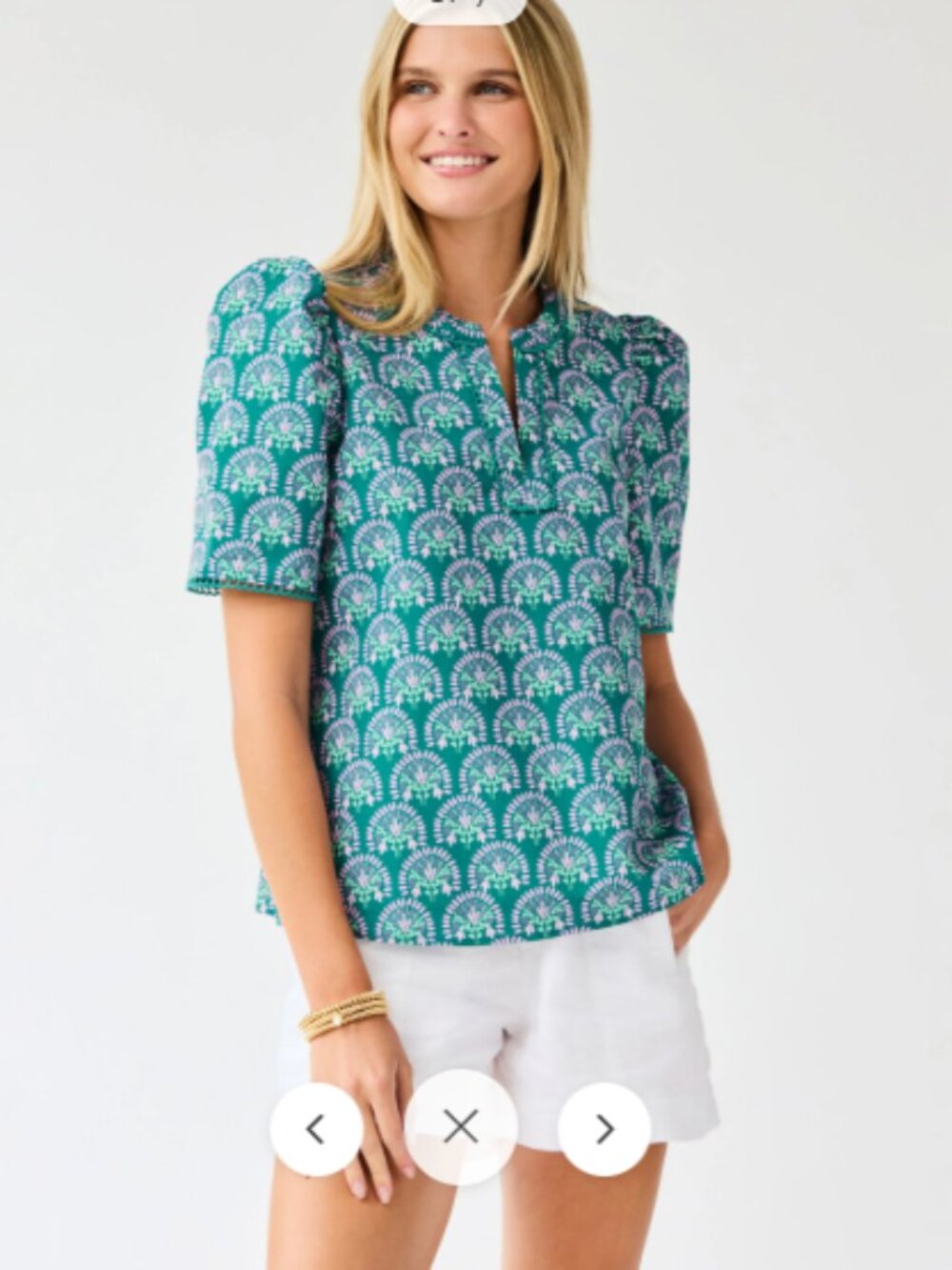 NWT Women’s Mary Square Adelyn Top Teal Floral Sunshower Flora Ocean - Small